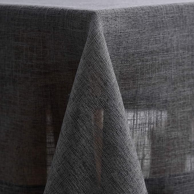 maxmill Flaxy Faux Linen Tablecloth with 2-Tone Slubby Yarn Texture Wrinkle Resistant Anti-Shrink Soft Table Cloth for Kitchen Dining Restaurant Tabletop Rectangle 60 x 120 Inch Charcoal