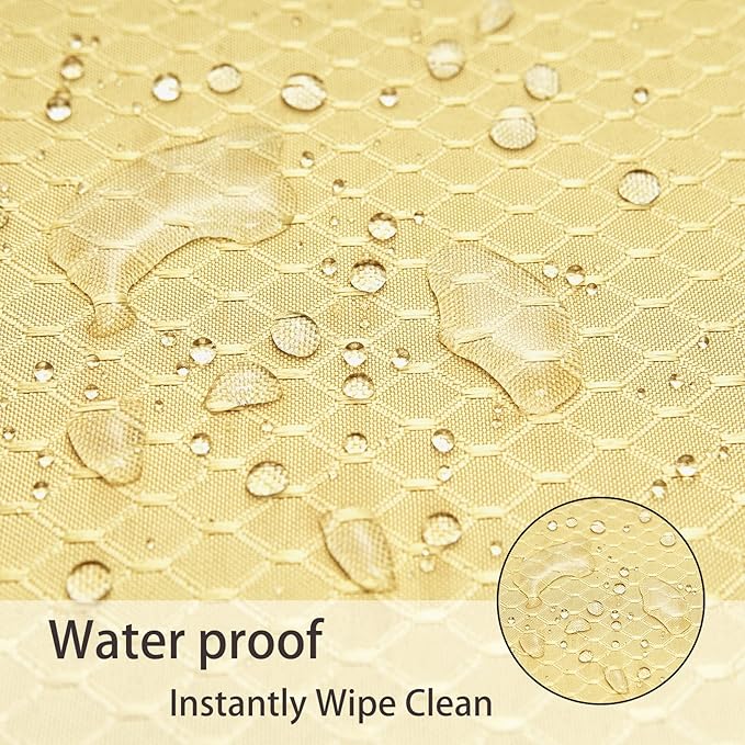 Place Mats Set of 8 – Rectangle Rectangular Waterproof Fabric Polyester Cloth Washable Wipeable Heat Resistant Placemats for Kitchen Dining Dinner Table Indoor 13 x 19 Inch Gold