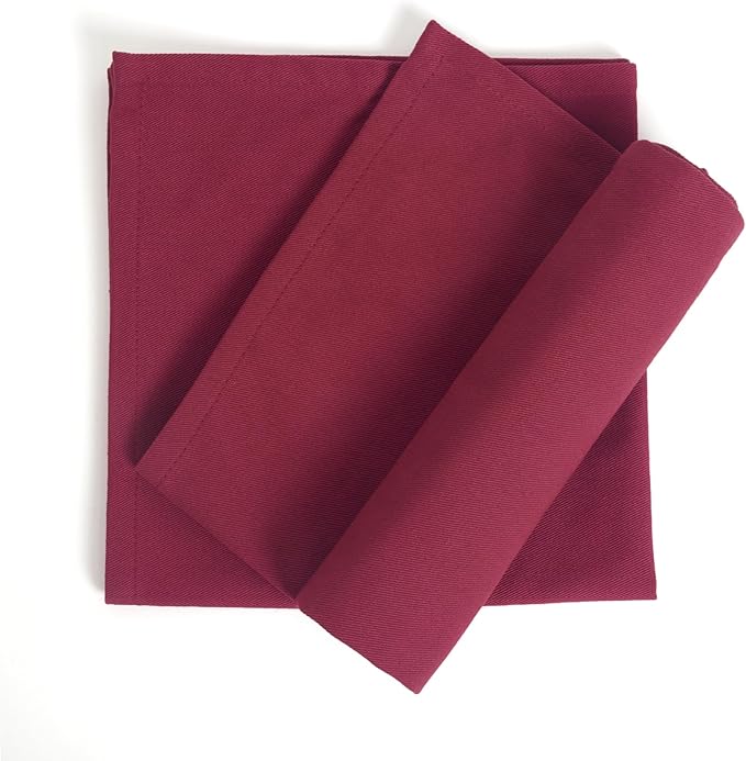 ACCENTHOME Accent Home 100% Cotton Napkins, Delicate Cloth Napkins for Dinners, Parties and Weddings，18 x 18 Inch Set of 12 - Burgundy