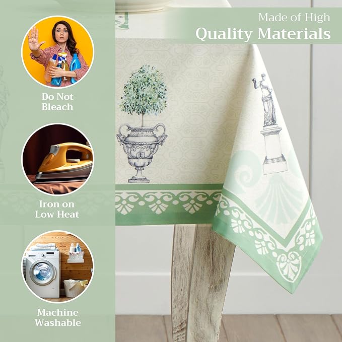 Maison d' Hermine Table Cloth Rectangle Table 100% Cotton 60 x 108 Inches Tablecloth Reusable Decorative for Dining Room Farmhouse Home Valentines Day Decorations Spring Summer - Jardin Du Roy