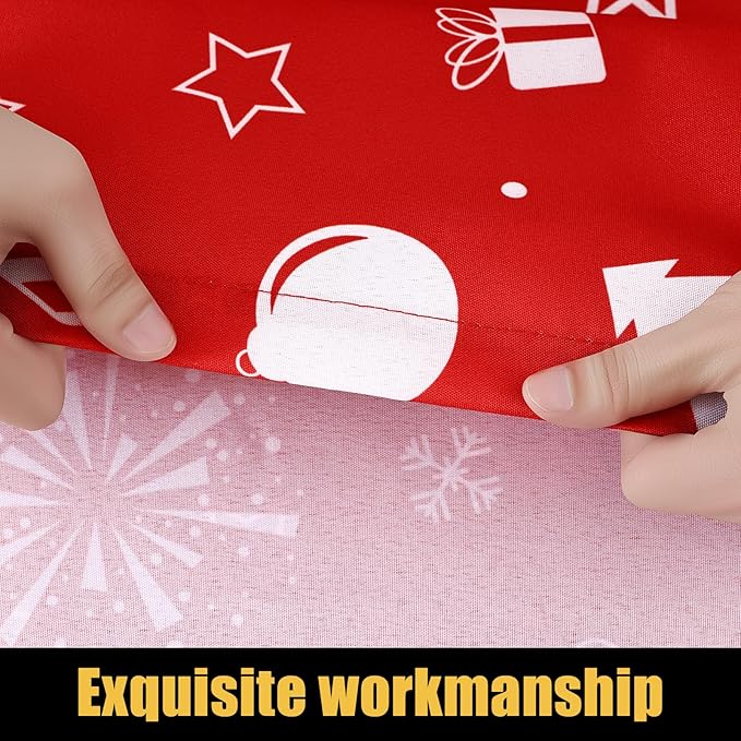 Smiry Rectangle Christmas Table Cloth, Waterproof Elastic Fitted Tablecloths for 6 Foot Tables, Washable Polyester Table Cover for Christmas Dinner (Snowflower, 30"x72")