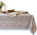 ATOSII Kalina 100% Cotton Rectangle Tablecloth, Handblock Floral Linen Table Cloth for Kitchen Dining Table I Parties Wedding Outdoors I Home Decor 60 X 108 Inches