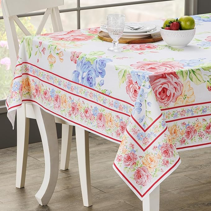 Maison d' Hermine Table Cloth Rectangle Table 100% Cotton 70 x 140 Inches Tablecloth Reusable Decorative for Dining Room Farmhouse Home Valentines Day Decorations Spring Summer - Vintage Floral