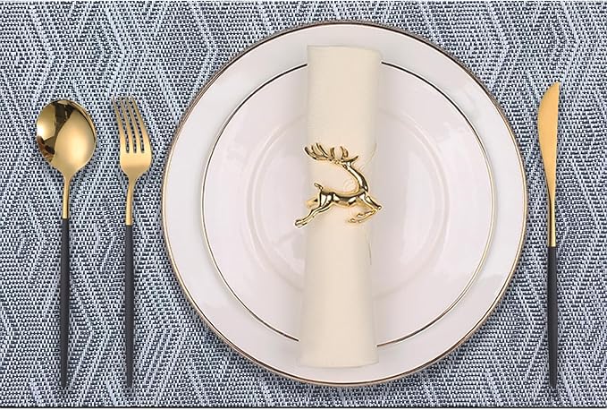 Druable Placemats Set of 8, Plastic Heat-Resistant Non-Slip Vinyl Place Mats Washable Easy to Clean Indoor Outdoor (18"x12", Dark Grey)