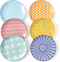 Selamica Ceramic Dessert Plates Set of 6, 6 Inch Mini Dinner Plates for Cake Snacks Side Dish, Microwave & Dishwasher Safe