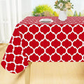 Smiry Rectangle Table Cloth, Waterproof Vinyl Tablecloth with Flannel Backing for Rectangle Tables, Wipeable Spillproof Plastic Tablecloths for Dining, Camping, Indoor and Outdoor (60"x120", Red)