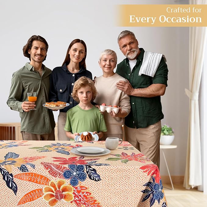Maison d' Hermine Table Cloth Square Table 100% Cotton 60 x 60 Inches Fall Tablecloth Reusable Everyday Use for Thanksgiving Christmas Decorations Dining Farmhouse Party (Kalahari)