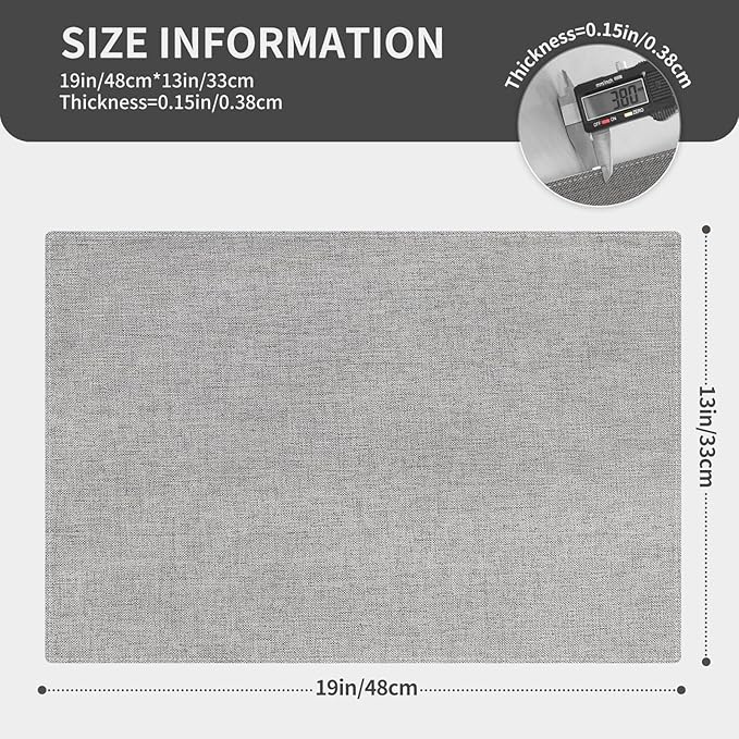 Cloth Placemats, Set of 4 Heat-Resistant Cotton Linen Blend Double Layered Machine Washable Place Mats, Wrinkle Free Thick Fabric Dining Table Mats for Indoors & Outdoors (Light Grey, 4)