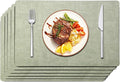 Maxpearl Faux Leather Placemats Set of 6 - Waterproof - Wipe Clean - Heat Resistant - Anti Slip Dining Table Place Mats, Suitable for Indoor & Outdoor Use, 17’’x12’’, Sage Green