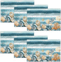 Ocean Seashell Placemats Set of 6, Beach Starfish Place Mats, Coastal Marine Life Waterproof Washable Table Mats for Home Party Indoor Kitchen Dining Table Decoration 12x18 Inch