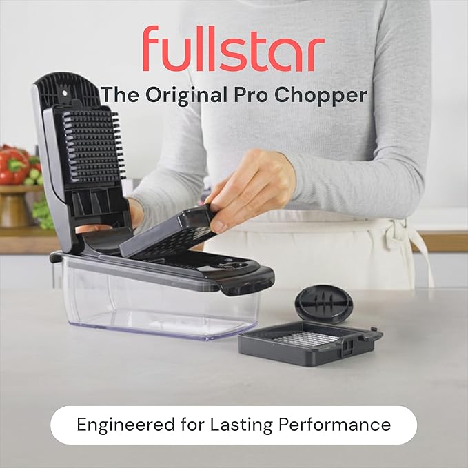 Fullstar The Original Pro Chopper - Vegetable Chopper and Spiralizer, Food Chopper with Container, Fruit Slicer, Kitchen Gadgets & Gifts, Home Essentials (7 in 1, Black)