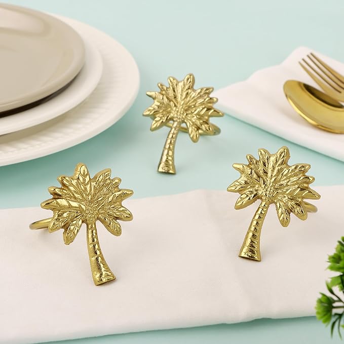 Napkin Ring Set of 12, Fall Thanksgiving Christmas Napkin Rings, Festival Metal Napkin Rings Holders, Napkin Ring Bulk for Wedding, Party, Elegant Table Settings Gift Ideas (Gold) - ALPHA Living HOME
