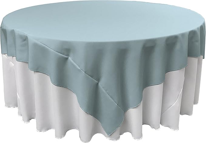 LA Linen Polyester Poplin Washable Square Tablecloth, Stain and Wrinkle Resistant Table Cover 72x72, Fabric Table Cloth for Dinning, Kitchen, Party, Holiday 72 by 72-Inch, Blue Light
