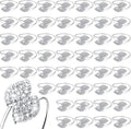 Hotop 48 Pcs Silver Holiday Napkin Rings Set Silver Bling Winter Napkin Rings Bulk Metal Leaves Holders Rhinestone Buckle for Wedding Christmas Dinner Gather Party Prom Table Decoration