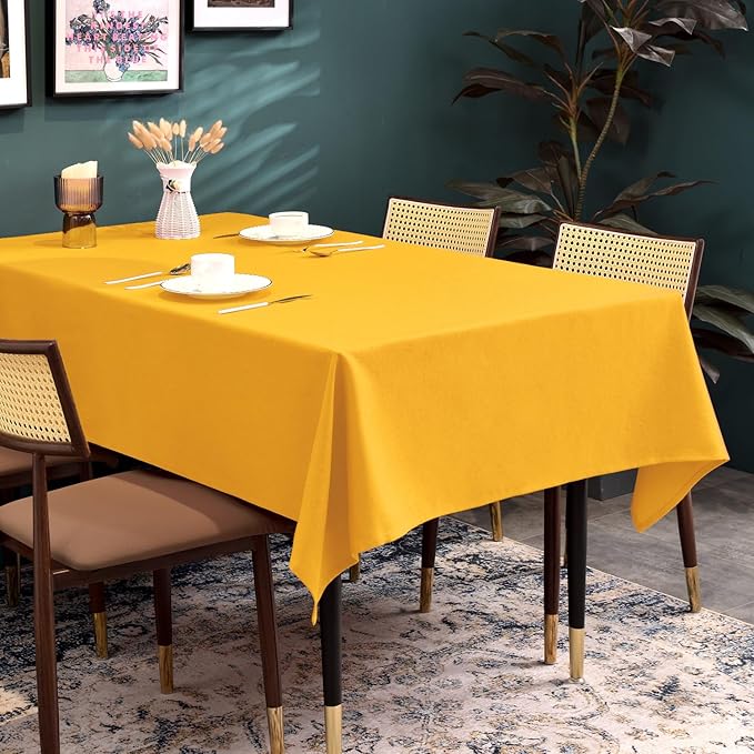 BALCONY & FALCON Table Cloth for 6 Foot Rectangle Tables – Waterproof, Wrinkle-Free Farmhouse Tablecloth for Dining, Kitchen, Wedding, Baby Shower & Holiday Gatherings (Yellow, 57" x 118")
