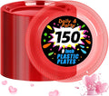 WELLIFE Neon Red Party Plates 9 Inch -150 Count, Translucent Red Plastic Disposable Dinner Plates for Fluorescent Neon Theme Party Dessert Cake Salad Appetizers Valentine's Day Easter Mother's Day