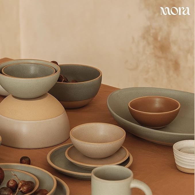 MORA Small Bowls Set of 4, 16oz Ceramic Pottery Dessert Bowls - Microwave, Oven and Dishwasher Safe - Harvest