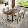 Extendable Dining Table Set for 8, 55"–71" Modern Wood Kitchen Table with 8 Upholstered Chairs, Space-Saving for Living Room Apartment, Sturdy & Comfortable, Easy Assembly
