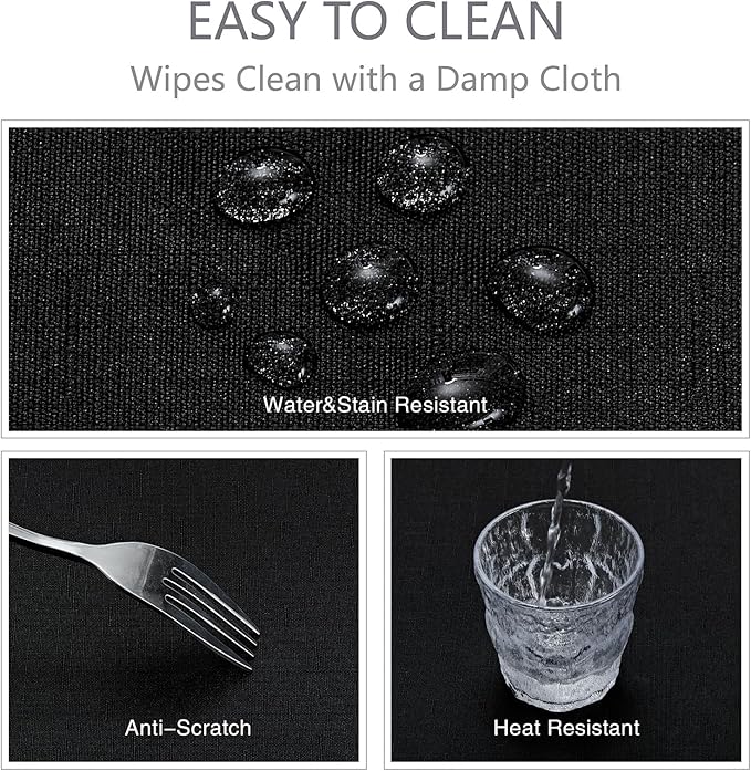 Rectangle Tablecloth Waterproof 52x70 inch Linen Textured Table Cloth Stain and Wrinkle Resistant Washable, Decorative Fabric Table Cover for Dining, Party and Camping, Black