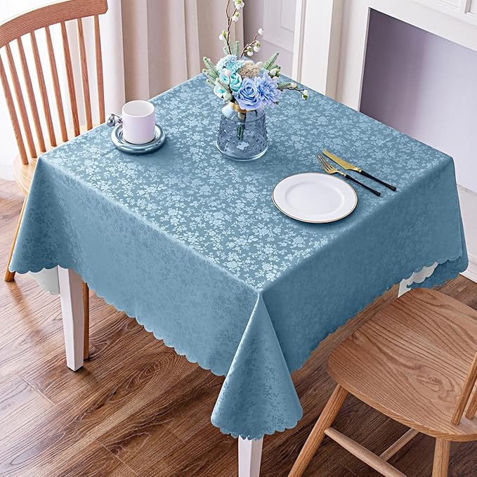 Smiry Square Table Cloth, Waterproof Heavy Duty Vinyl Tablecloths, Wipeable Washable Table Cover for Kitchen and Dining Room (Stone Blue, 54" X 54")