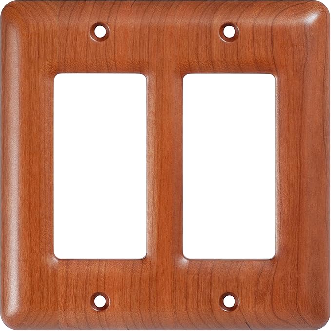 Double Toggle Light Switch Cover Plate Cherry Wood 2 Gang Switch Plate Covers Premium Wood Light Switch Cover Plate Durable and Elegant Design
