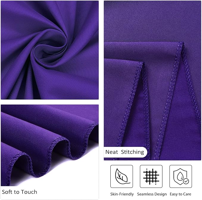 8 Pack Purple Round Tablecloth 90 Inch Stain and Wrinkle Resistant Round Purple Table Cloth Reusable and Washable Polyester Fabric for Valentine's Day Buffet Wedding Party and Banquet
