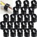 Zhehao 50 Pcs Wood Napkin Rings Bulk Acacia Handmade Dining Table Napkin Holder Buckles for Winter Spring Valentine's Day Wedding Dinner Harvest Holiday Table Decoration(Round,Black)