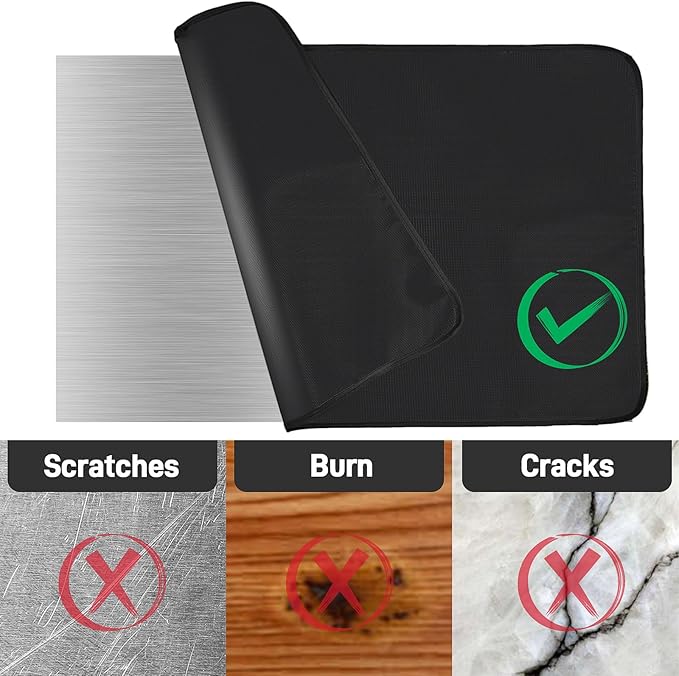 24x36in Heat Resistant Grill Mats for Outdoor Grill to Protect Your Prep Table and Outdoor Grill Table - Fire Proof & Water Proof & Oil Proof BBQ Mat - Black (0.6mm)