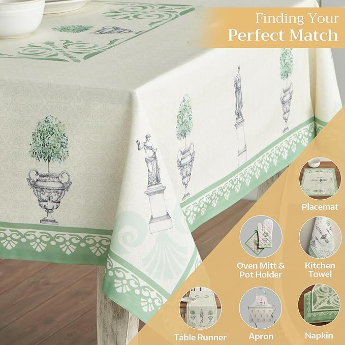 Maison d' Hermine Table Cloth Rectangle Table 100% Cotton 60 x 120 Inches Tablecloth Reusable Decorative for Dining Room Farmhouse Home Valentines Day Decorations Spring Summer - Jardin Du Roy