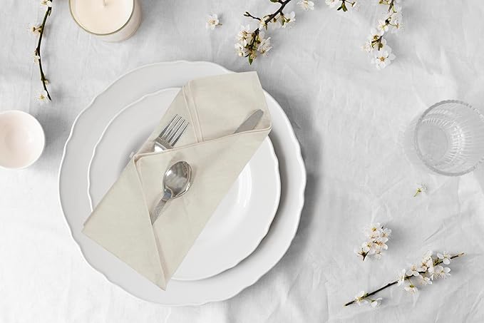 ACCENTHOME Accent Home 100% Cotton Napkins, Delicate Cloth Napkins for Dinners, Parties and Weddings，18 x 18 Inch Set of 6 - Natural