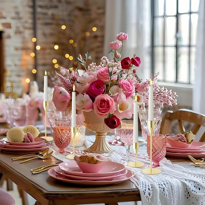 Gold Taper Candle Holders for Wedding Table Centerpiece,Tall Taper Candlestick Holders Bulk Set of 15,Metal Candle Stick Holder for Table or Mantel Centerpiece,Dinning,Festival,Party Home Decor