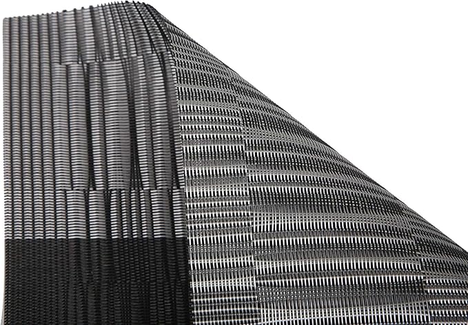 SHACOS Woven Vinyl Table Runner 12 x 54 inch PVC Runner for Dining Table Coffee Table Counter Wipe Clean Indoor Outdoor, Ombre Black and Gray