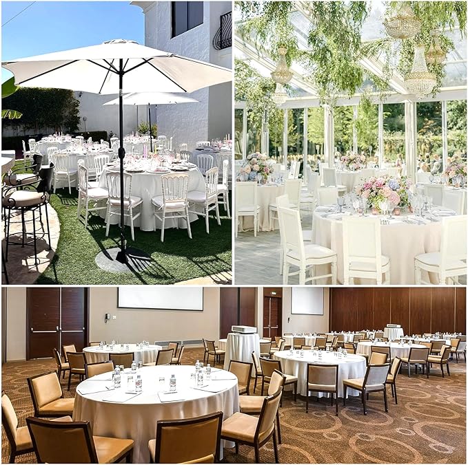 8 Pack Round Tablecloth 108 Inch White Table Cloth for Round Tables, Washable Polyester Tablecloth Stain and Wrinkle Resistant Decorative Table Cover for Wedding Party Dining Banquet