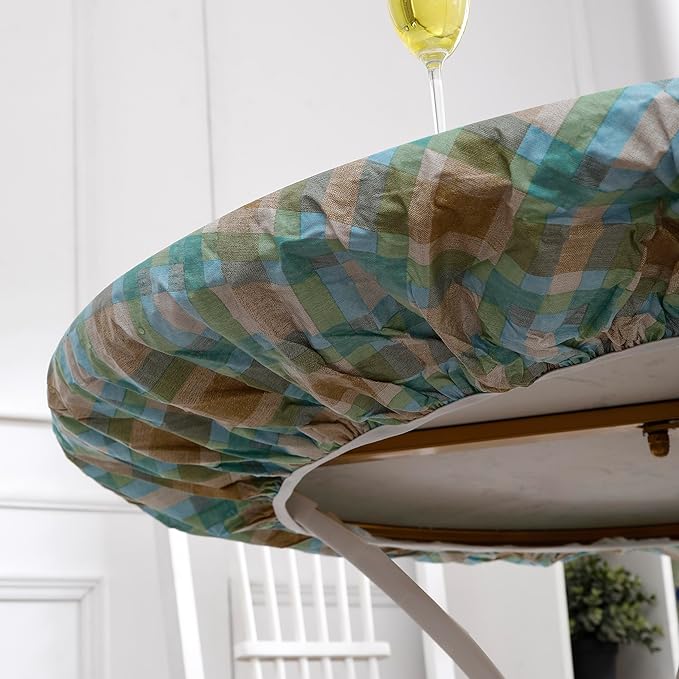 Walrus Round Vinyl Fitted Tablecloth with Flannel Backing Elastic Edge Design Table Cover Waterproof Oil-Proof PVC Table Cloth Stain-Resistant Best for 32"-36" Round