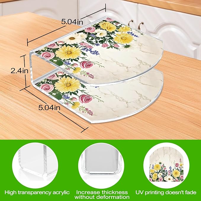 Sunflower Decor Napkin Holder for Table, 2 Pack 5"x5" Spring Paper Holder for Kitchen, Party, Dining Restaurant, Bar Summer Rustic Cocktail Paper Napkin Dispenser for Table Decoration Gift