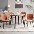 Round Dining Table Set for 4 with PU Leather Chairs - Modern Kitchen Table and Chairs Set for Small Spaces - Brown