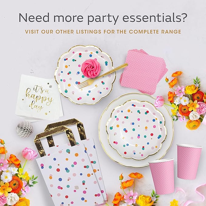 Premium Pink and Gold Party Plates Set - 30 Pack Disposable Plates and Napkins, Ultra-Durable 400GSM, No Soggy Mess