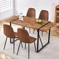 Dining Table Set for 4, Modern 55'' Dark Wood Dining Table and Fabric Dining Chairs Set of 4,Table and Chairs Set of 4,Ideal for Kitchen Dining Room