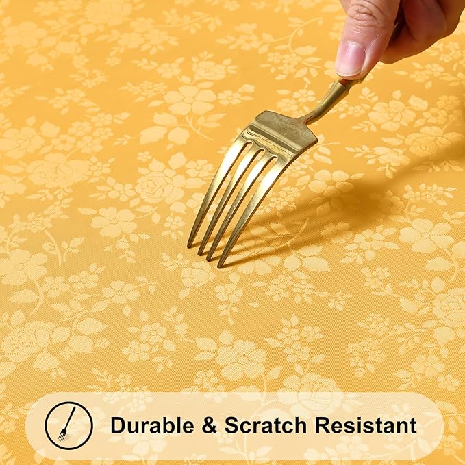 Smiry Rectangle Table Cloth, Waterproof Heavy Duty Vinyl Tablecloths, Wipeable Washable Table Cover for Kitchen and Dining Room (Mustard Yellow, 54" X 78")