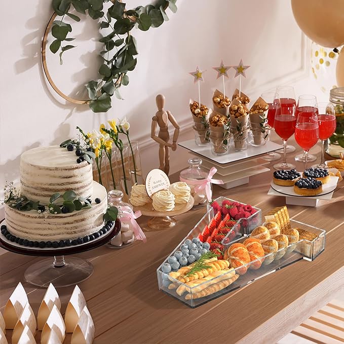 11" Acrylic Letter Charcuterie Tray, Charcuterie Letters Fillable Box for Food, Reusable Serving Cake Candy Dish Display Tray for Birthday Anniversary Party Decoration (Letter V)