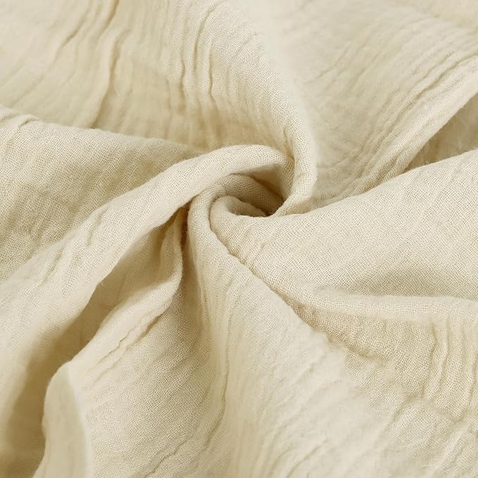 FINGERCRAFT Dinner Cloth Napkin Cotton Muslin Double Gauze 4 Pack with Classic Lace for Everyday Use, Wedding, Party, Christmas, Easter Napkins Cloth are Pre Shrunk and Good Absorbency Beige