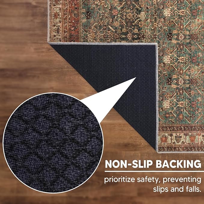 Keen Home Design 2x3 Rug - Machine Washable Entry Rug with Non-Slip Backing, Ideal for Enteryway, Kitchen, Bathroom, Laundry Room - Vintage, Easy Clean, Durable, Low Pile Rug - (2' x 3')