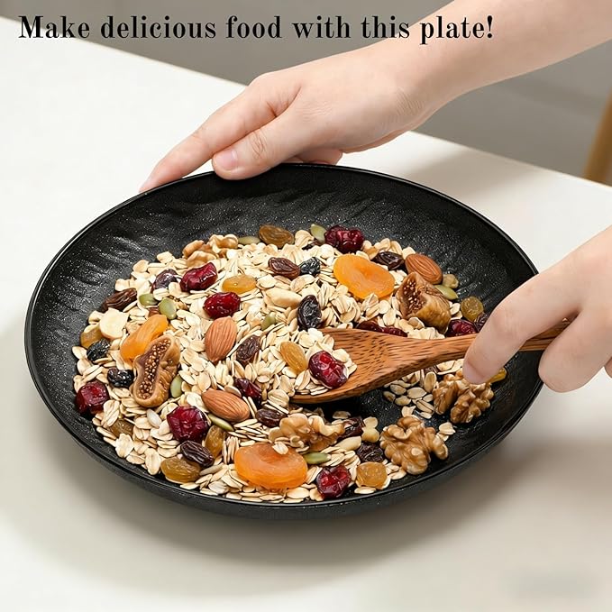 16 Pieces Large Deep Plastic Plates, 9 Inch Unbreakable Dinner Plates Reusable Lightweight Dishes, BPA Free Flat Round Dinnerware Microwave Dishwasher Safe for Kitchen Camping Picnic
