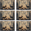 Rustic Deer Forest 12x18 Inch Placemats Set of 6 - Waterproof, Non-Slip & Washable Rustic Wildlife Moose Forest Animal Table Mats for Kitchen & Dining Table Placemats