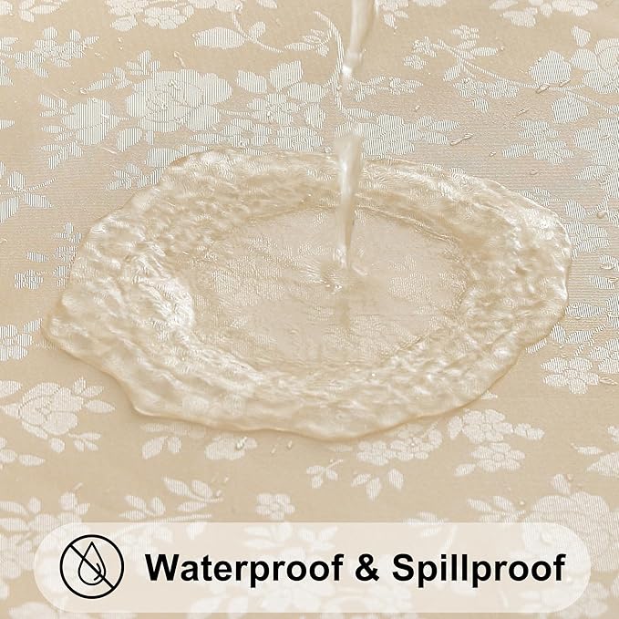 Smiry Rectangle Table Cloth, Waterproof Heavy Duty Vinyl Tablecloths, Wipeable Washable Table Cover for Kitchen and Dining Room (Beige, 60" X 140")