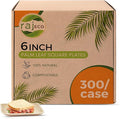 Raj Palm Leaf Plates Bulk [50-Pack] 6" Square Plates(6 CASES - 300 PACK) like Bamboo plates Disposable, Strong, Decorative Compostable Tableware for weddings, Lunch, Dinner, Birthday,Outdoor