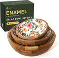 Greenual Salad Bowls Wooden Salad Bowl Set Large Bowls for Serving, Handmade with Serving Utensils Olive Green
