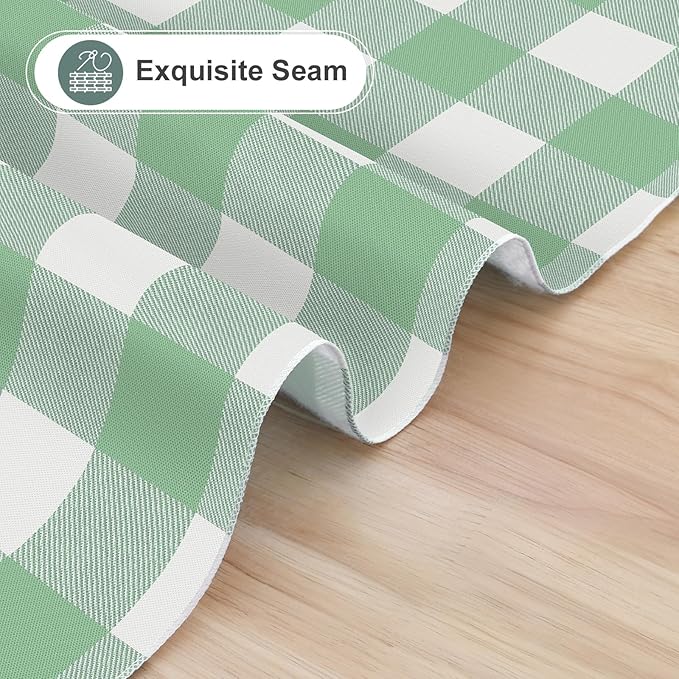 misaya Rectangle Waterproof Vinyl Table Cloth, Buffalo Flannel Backed Tablecloth, Wipeable Plastic Table Cover for Dinner, Kitchen, Outdoor (60" x 120", Sage Green and White)