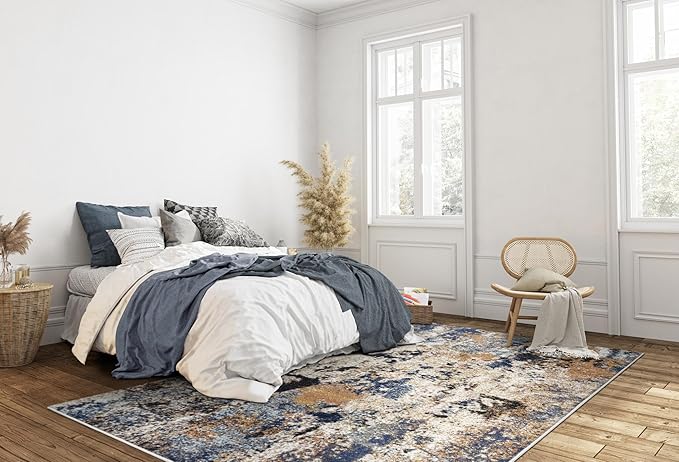 Keen Home Design Area Rugs - 5x8 Non-Shedding, Abstract Rugs for Kitchen, Living Room, Bedroom, Dining Room, Entryway - Size: 5'3" x 7'7", Multi