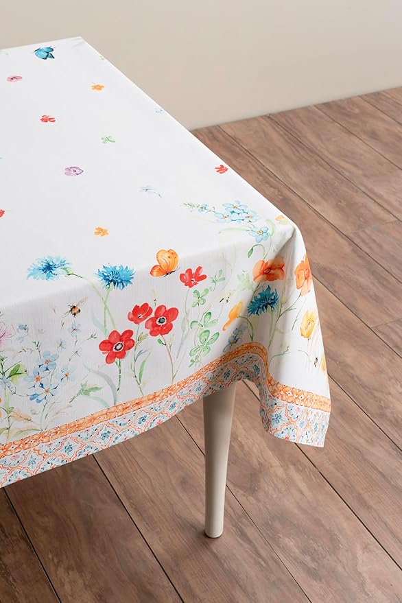 Maison d' Hermine Table Cloth Rectangle Table 100% Cotton 60 x 120 Inches Tablecloth Reusable Decorative for Dining Room Farmhouse Home Valentines Day Decorations Spring Summer - Summer Whisper